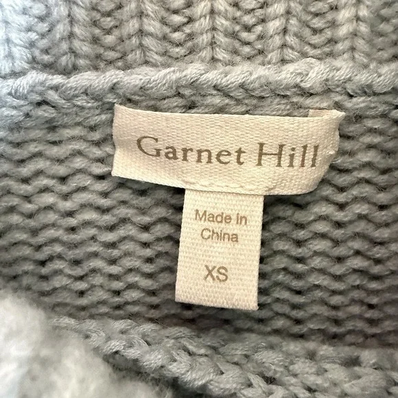 Garnet Hill 100% Recycled Cashmere Turtleneck Sweater Women's XS Blue Striped - Picture 3 of 13